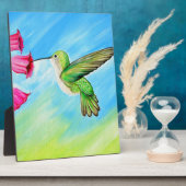 Plaque Photo Peinture des colibris et des fleurs roses (Côté)