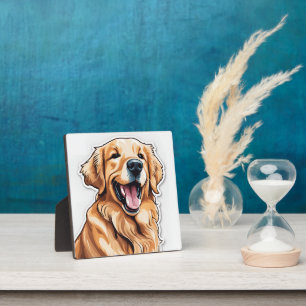 Plaque Photo Peinture Golden Retriever   Tablette pour animaux 