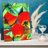 Plaque Photo Peinture originale aquarelle de pommes rouges (Côté)