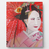 Plaque Photo Peinture originale d'une geisha avec un parapluie  (Devant)