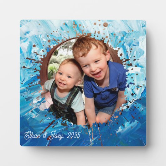 Plaque Photo Peinture Splatter bleu Enfants cadre photo (Devant)