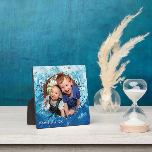 Plaque Photo Peinture Splatter bleu Enfants cadre photo (Insitu)