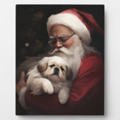 Plaque Photo Pekingese avec le Père Noël Festif Noël (Devant)