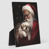 Plaque Photo Pekingese avec le Père Noël Festif Noël (Côté)