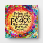 Plaque Photo Pensez À Votre Propre Paix D'Affaires (Devant)