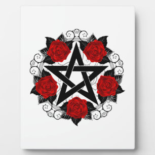 Plaque Photo Pentagramme aux roses rouges