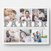 Plaque Photo PÈRE 6 Photo Collage Gris Texte personnalisé 8x10 (Devant)