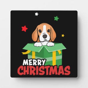 Plaque Photo Père Noël Beagle Amoureux de Chien Joyeux Noël Xma