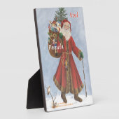 Plaque Photo Père Noël, Canne et cadeaux dans la neige (Côté)