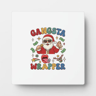 Plaque Photo Père Noël de Noël Wrapper Gangsta Microphone Argen