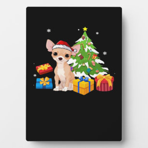 Plaque Photo Père Noël drôle Chihuahua Chien Cadeaux d'arbre de
