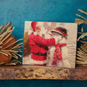 Plaque Photo Père Noël et snowman (Côté)