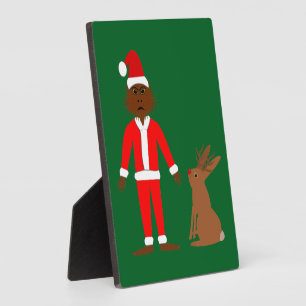 Plaque Photo Père Noël Sasquatch et Jackalope Noël