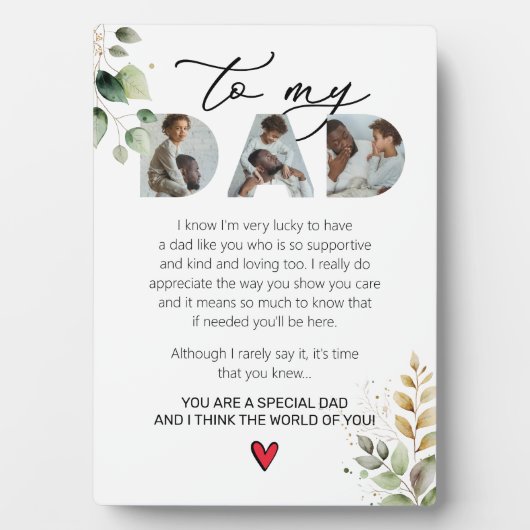 Plaque Photo Père Spécial Keepsaké Dit Eucalyptus (Devant)