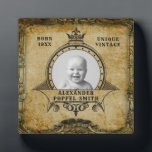 Plaque Photo Personalized 80th Birthday Vintage Photo Template<br><div class="desc">Vintage antique distressed style milestone 80th Birthday photo plaque. An elegant birthday party custom gift. Designed to match the turning 80 wrapping paper, gifts and party supplies. Insert your own photo. Template provided so easily personalized. Note the photo will be the same colors as you use. The design is also...</div>