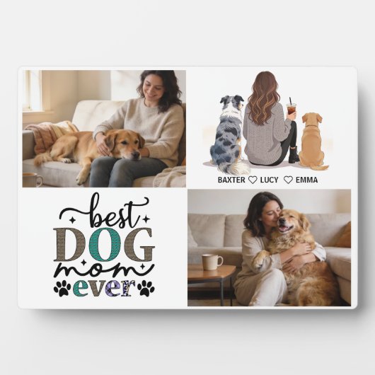 Plaque Photo Personalized Dog Mom with Custom Name | Happy (Devant)