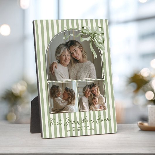 Plaque Photo Personalized Grandma Sage Green Photo Keepsake Bow