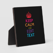 Plaque Photo Personalized KEEP CALM Have Your Text Multicolored (Recto)