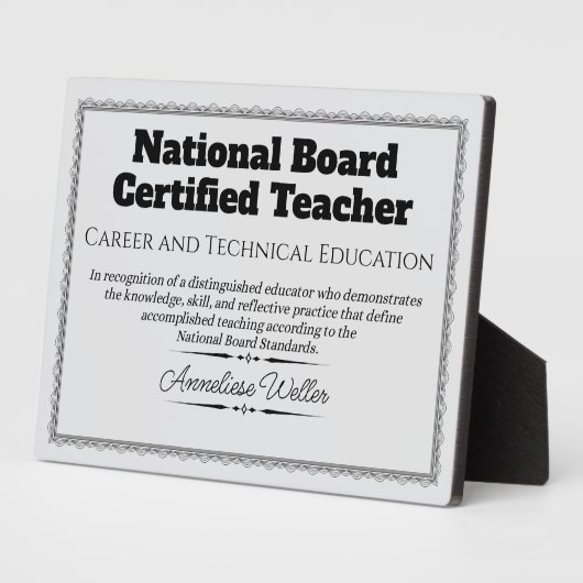 Plaque Photo Personalized National Board Certified Teacher  (Côté)