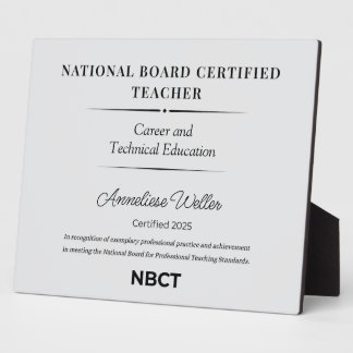 Plaque Photo Personalized National Board Certified Teacher 