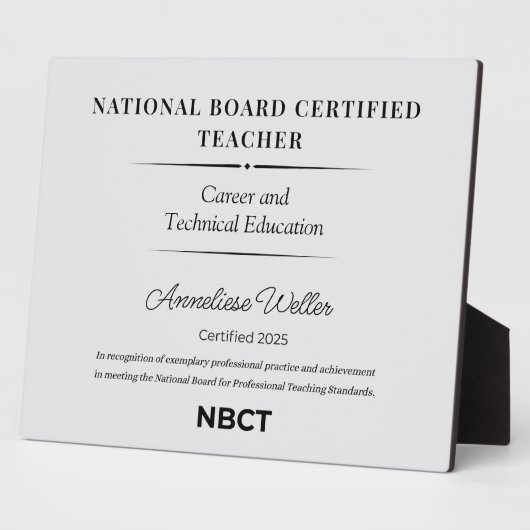 Plaque Photo Personalized National Board Certified Teacher  (Côté)