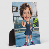 Plaque Photo Personalized Paddle/Pickleball Star Caricature Art (Côté)