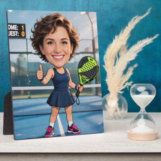 Plaque Photo Personalized Paddle/Pickleball Star Caricature Art (Côté)