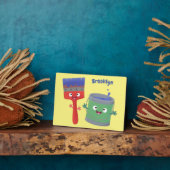 Plaque Photo Personnages de peinture et de pinceau mignons (Côté)