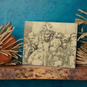 Plaque Photo Personnages littéraires rassemblés autour du médai (Côté)