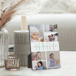 Plaque Photo Personnalisé "Gigi" Petits-enfants 6 Photo Collage<br><div class="desc">Créez un cadeau sucré pour grand-mère avec cette plaque de six collages photo. "GIGI" apparaît dans le centre en lettres vert menthe pastel chic,  avec votre message personnalisé et les noms des petits-enfants superposés.</div>