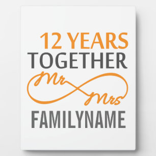 Plaque Photo Personnalisé M. et Mme 12e anniversaire
