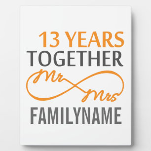 Plaque Photo Personnalisé M. et Mme 13e anniversaire