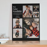 Plaque Photo Personnalisé Moderne 3 générations | 6 Photo<br><div class="desc">Remplissez votre fils, père ou grand-père avec cette plaque photo personnalisée de 3 générations, pour la fête des pères, les anniversaires et plus. la plaque comporte 6 photos et le texte qui dit "SON, PÈRE, GRAND-PÈRE, UN MESSAGE MODÈLE" et est personnalisée avec leurs noms. La plaque est facilement personnalisée et...</div>