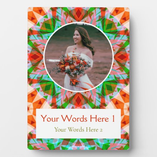 Plaque Photo Personnalisé Noël Rouge Étoile verte Mariage Nouve (Devant)