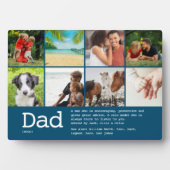 Plaque Photo Personnalisé Papa Définition Photo Collage Bleu (Devant)