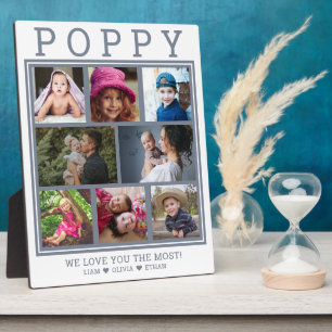 Plaque Photo Personnalisé Poppy We Love You 8 Photo Collage Gri