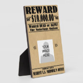 Plaque Photo Personnalisé Recherché mort ou vivant (Côté)