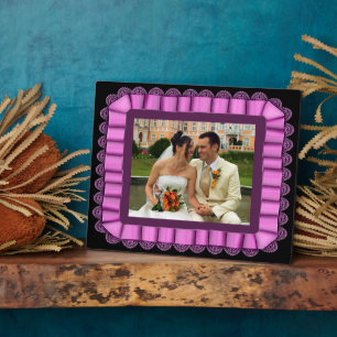 Plaque Photo Personnaliser le cadre de ruban en dentelle violet