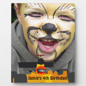 Plaque Photo Personnaliser Race Car 4th Birthday Party Display (Devant)