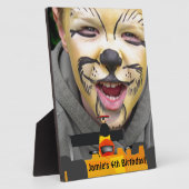 Plaque Photo Personnaliser Race Car 4th Birthday Party Display (Côté)