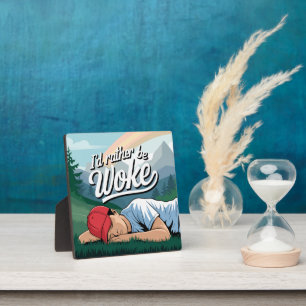 Plaque Photo Personne qui dort Plutôt être Woke Mountain Scène