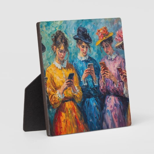 Plaque Photo Personnes du 19e siècle utilisant des smartphones (Recto)