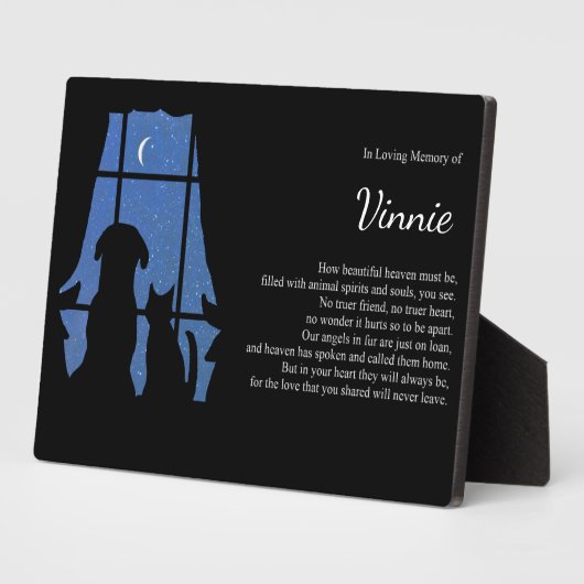 Plaque Photo Pet Dog Cat Spiritual Memorial Custom Name (Côté)