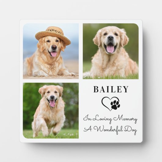 Plaque Photo Pet Dog Memorial Personnalisé 3 Photo Collage (Devant)