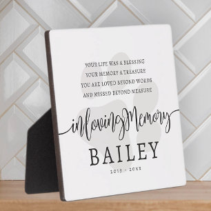 Plaque Photo Pet Memorial Moderne Élégant Simple Chic Paw