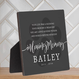 Plaque Photo Pet Memorial Moderne Élégant Simple Chic Paw