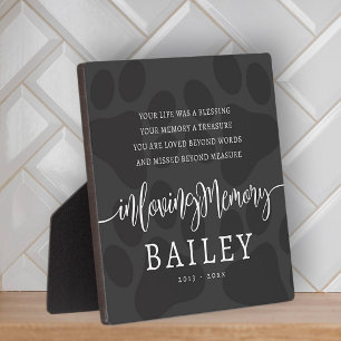 Plaque Photo Pet Memorial Moderne Élégant Simple Chic Paws