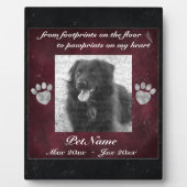 Plaque Photo Pet Memorial Red Black Marble Effect Silver Paws (Devant)
