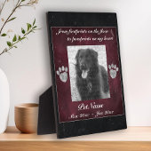 Plaque Photo Pet Memorial Red Black Marble Effect Silver Paws