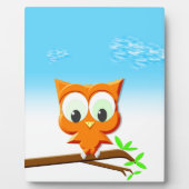 Plaque Photo Petite chouette sur une branche (Devant)